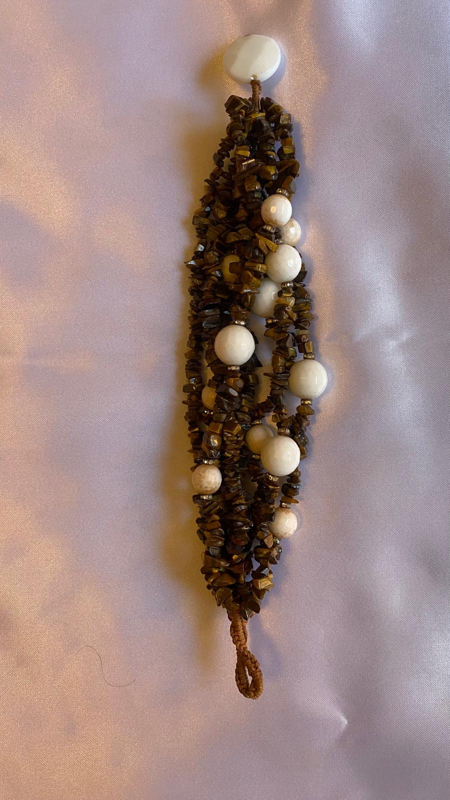 Tiger's Eye and White Agate Bracelet