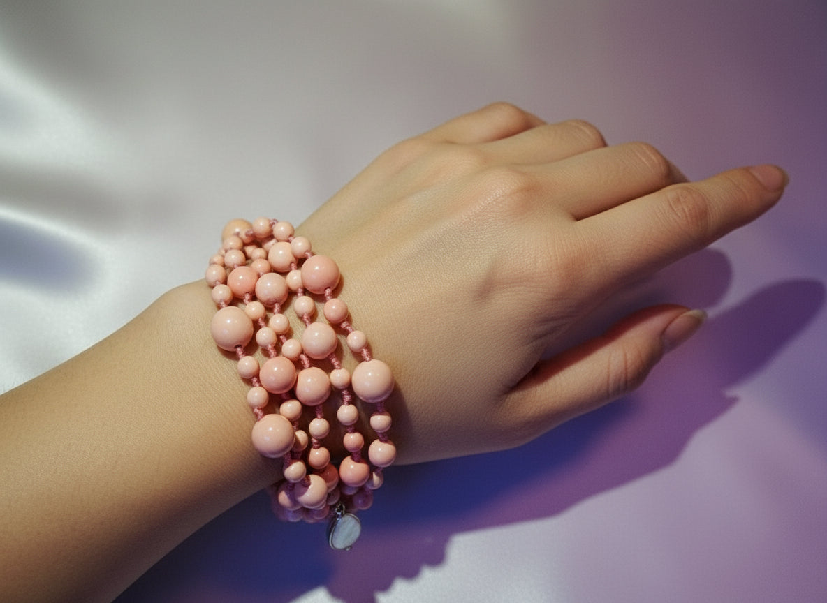 Bracelet with pink beads