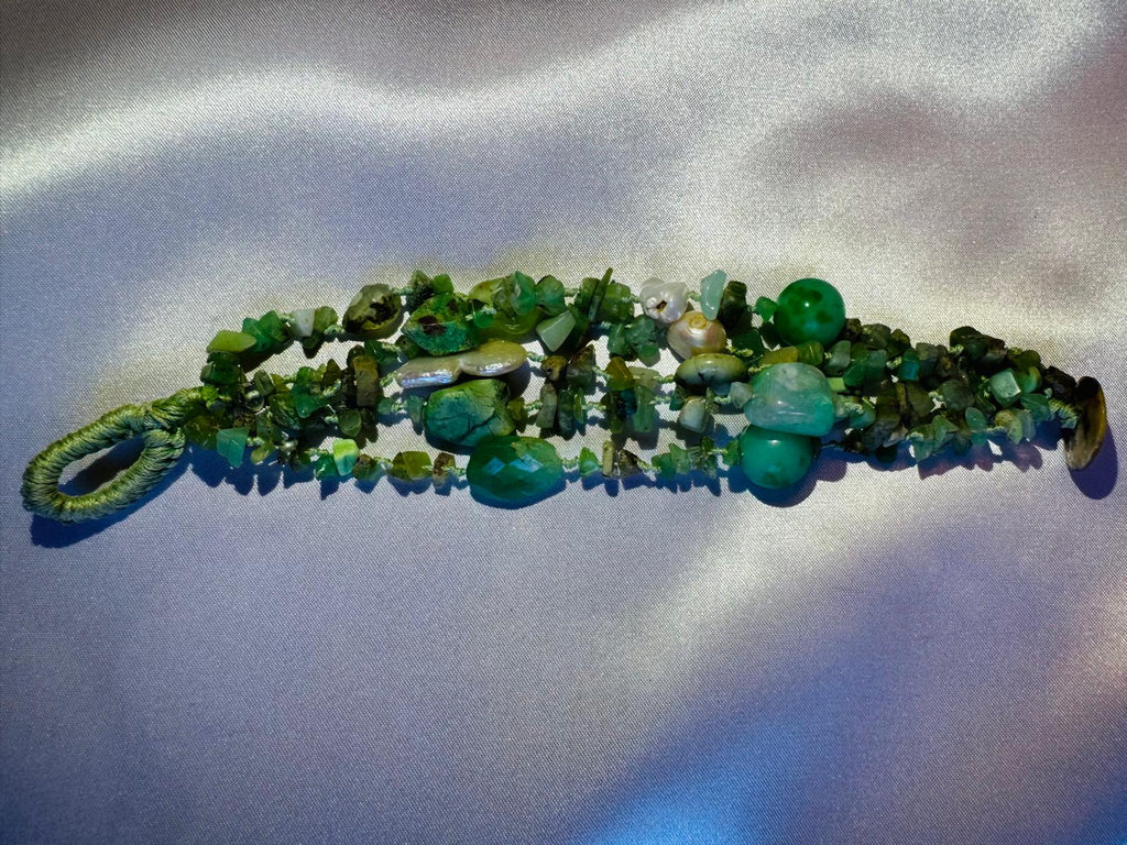 Multi strand Bracelet with green Amazonite and freshwater Pearls