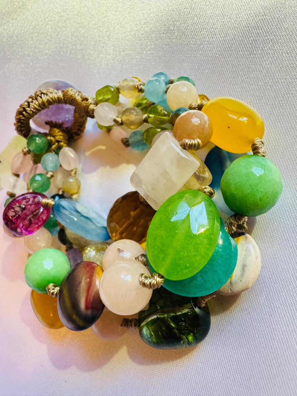 Gemstone Fusion Multi colored stones  Bracelet