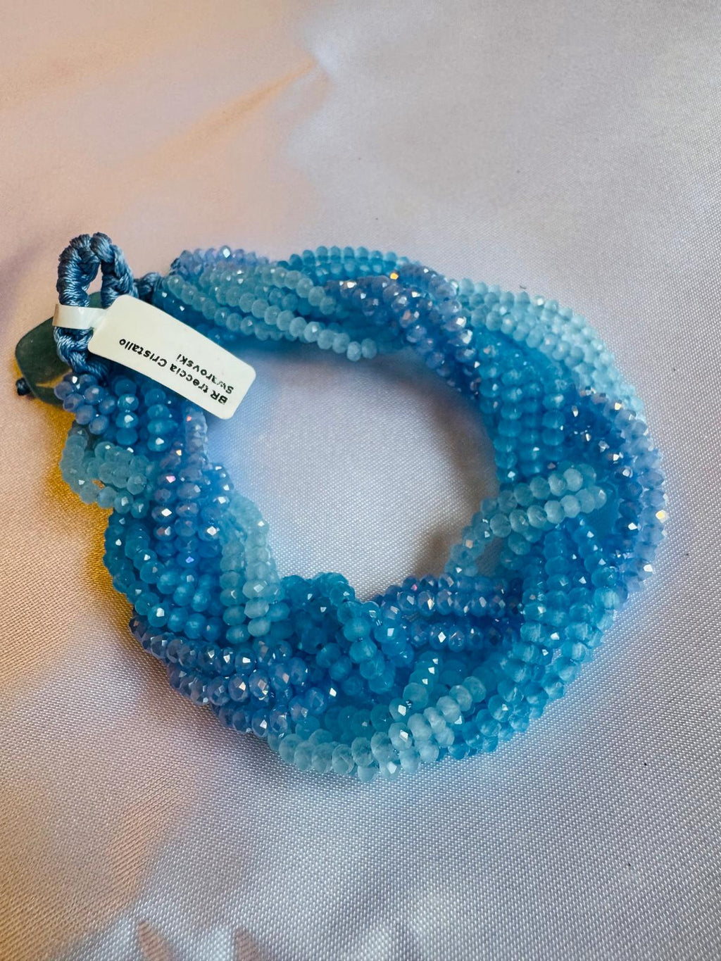 Cyan braided Bracelet with Crystals and Swarovski