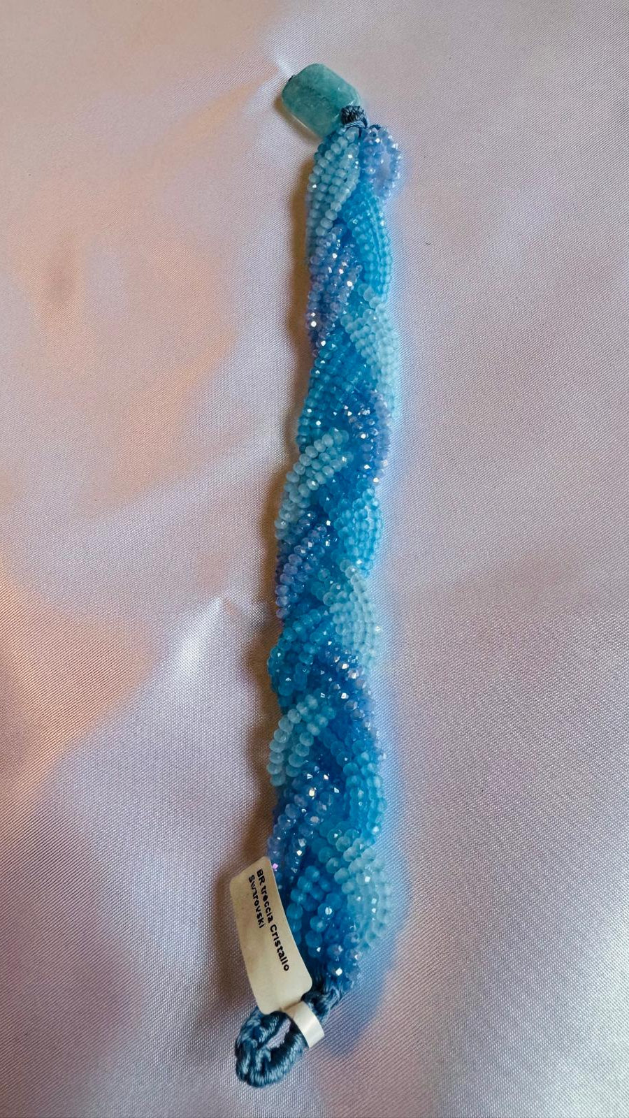 Blue braided Bracelet with crystals and Swarovski. 