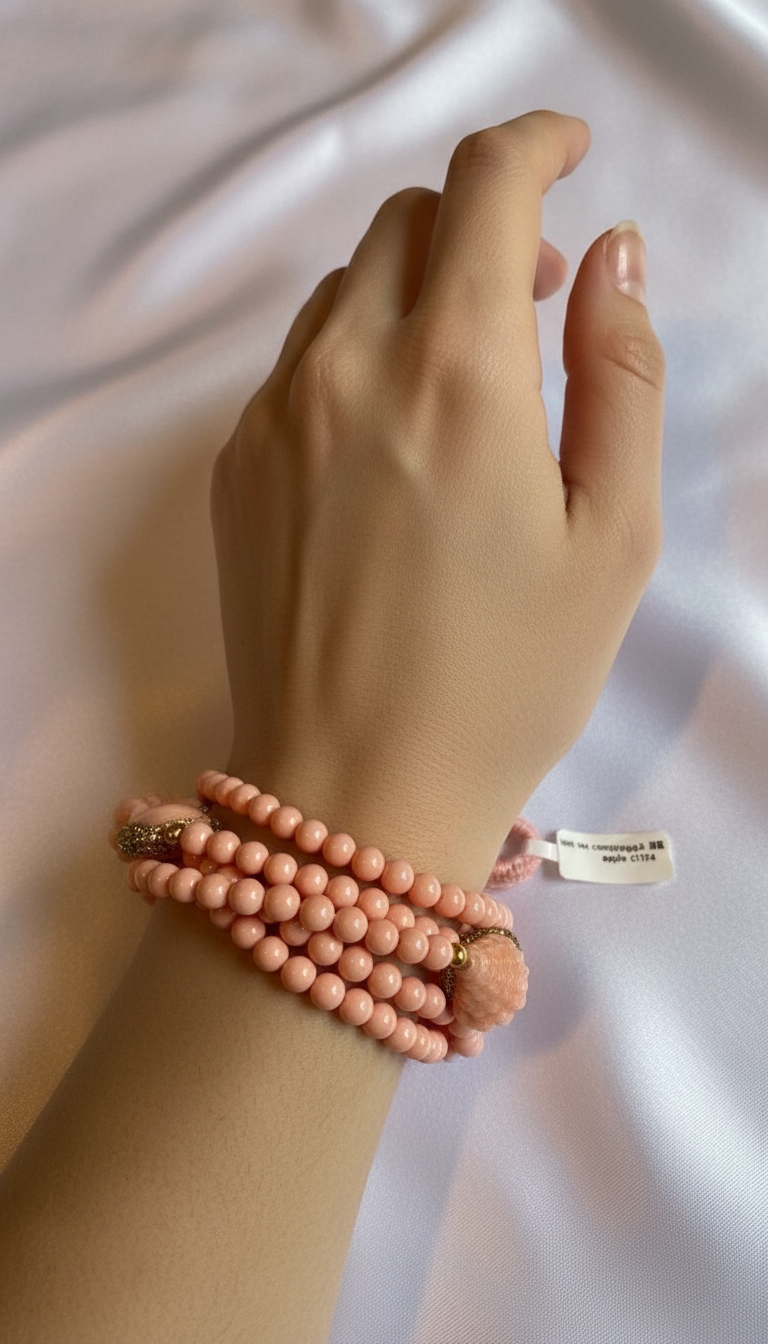 Pink shell and resin bracelet.