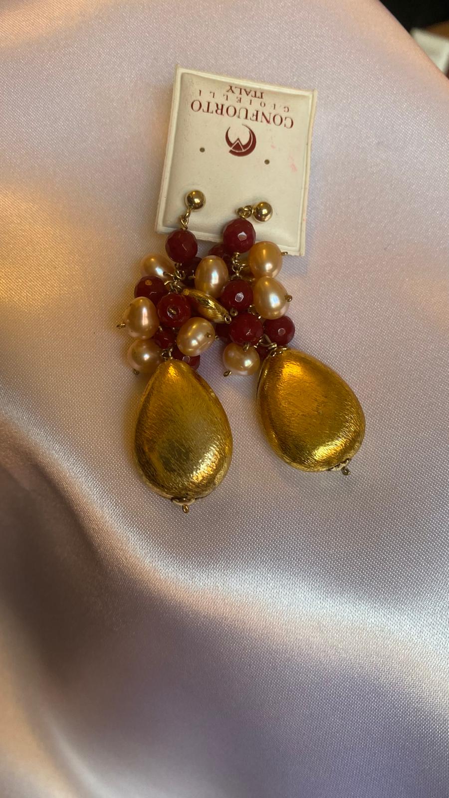 Nugget and Jade Drop Earrings