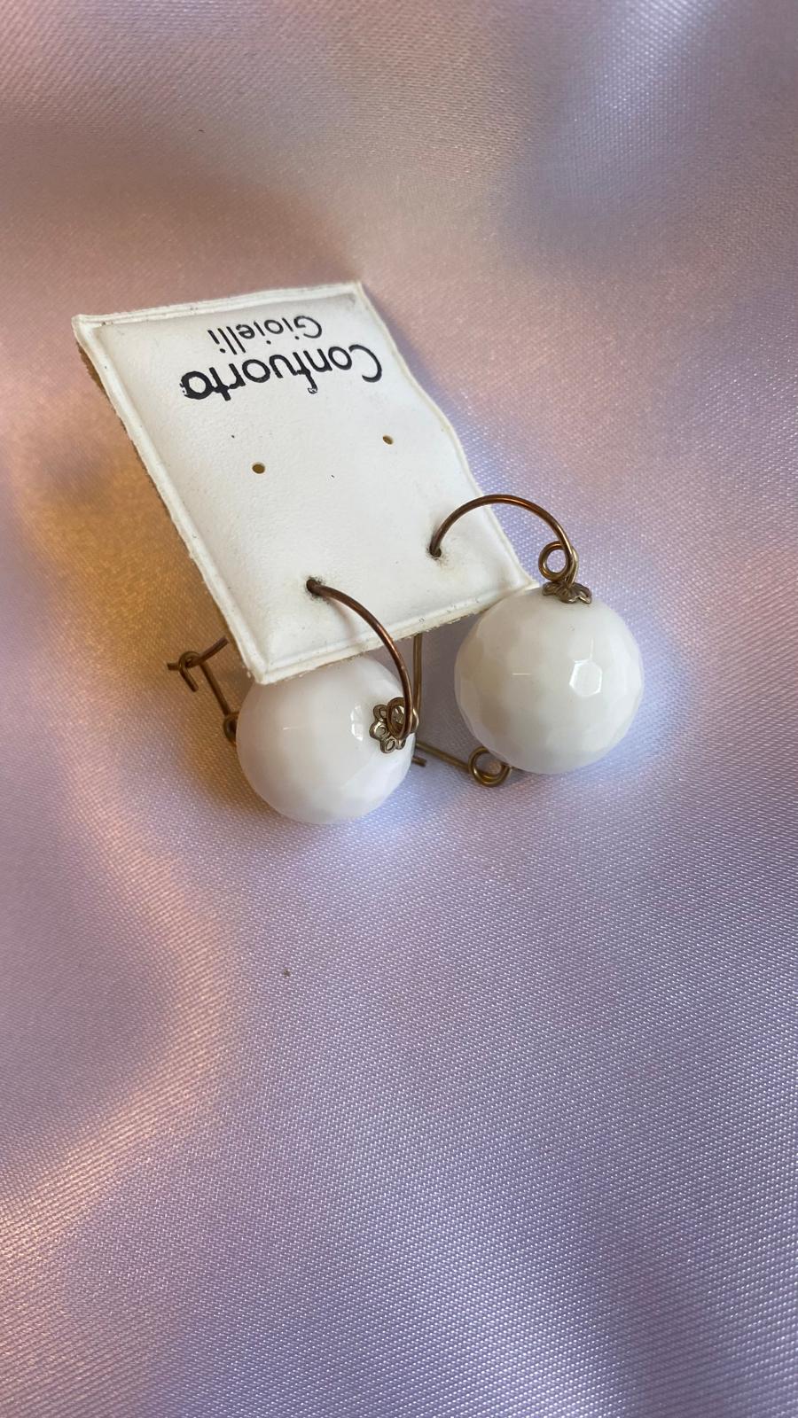 White Agate Earrings in gold plated silver