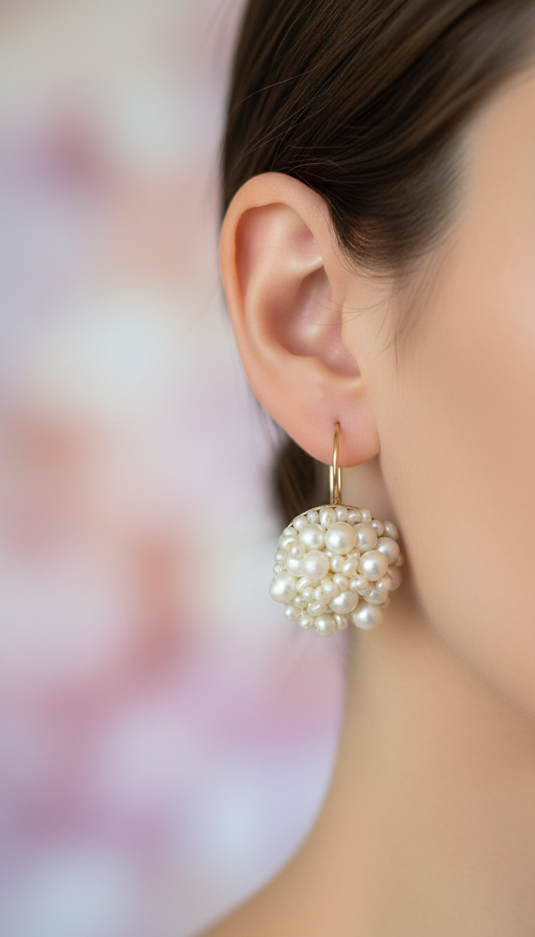 Pearl with gold plated silver earrings.