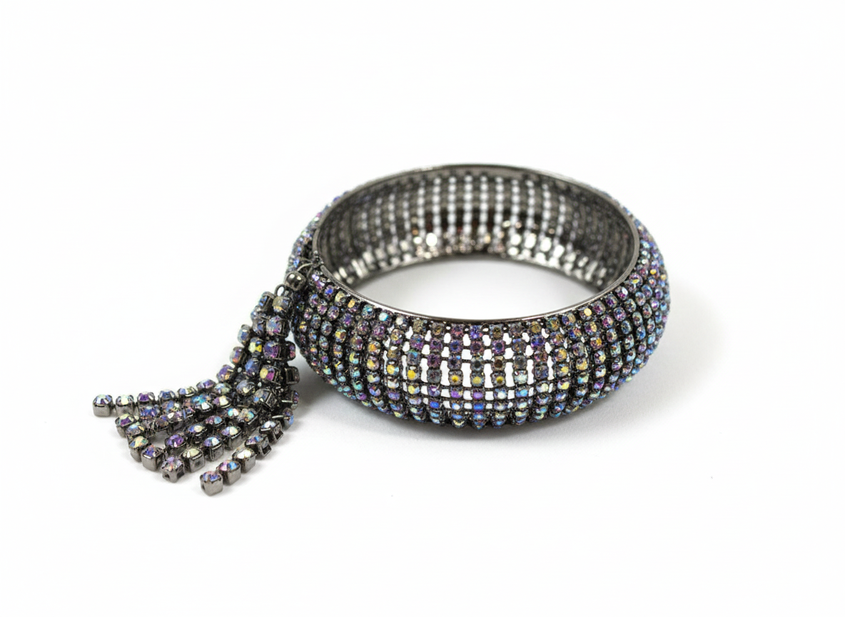 Bracelet en cristal argenté et strass scintillants