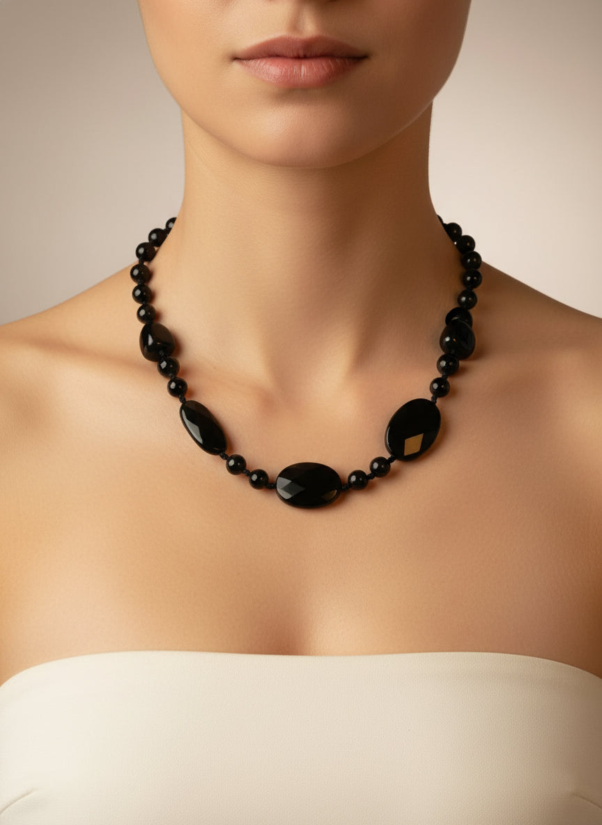 Black beaded necklace