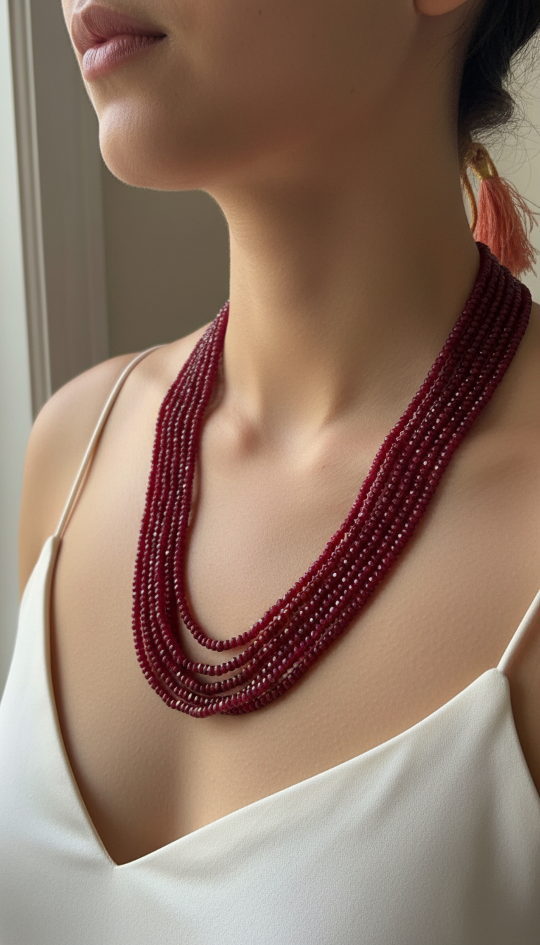Five strand Red Ruby Necklace.