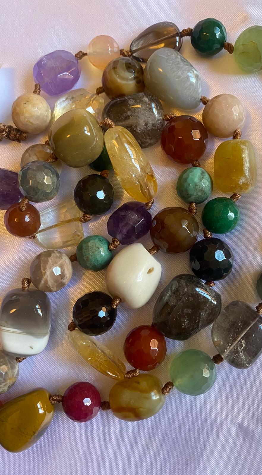 Necklace made of Jasper, Chrysoprase, Amethyst, Jade, Carnelian, Citrine, Green Agate, Tiger's eye, and Rose Quartz.