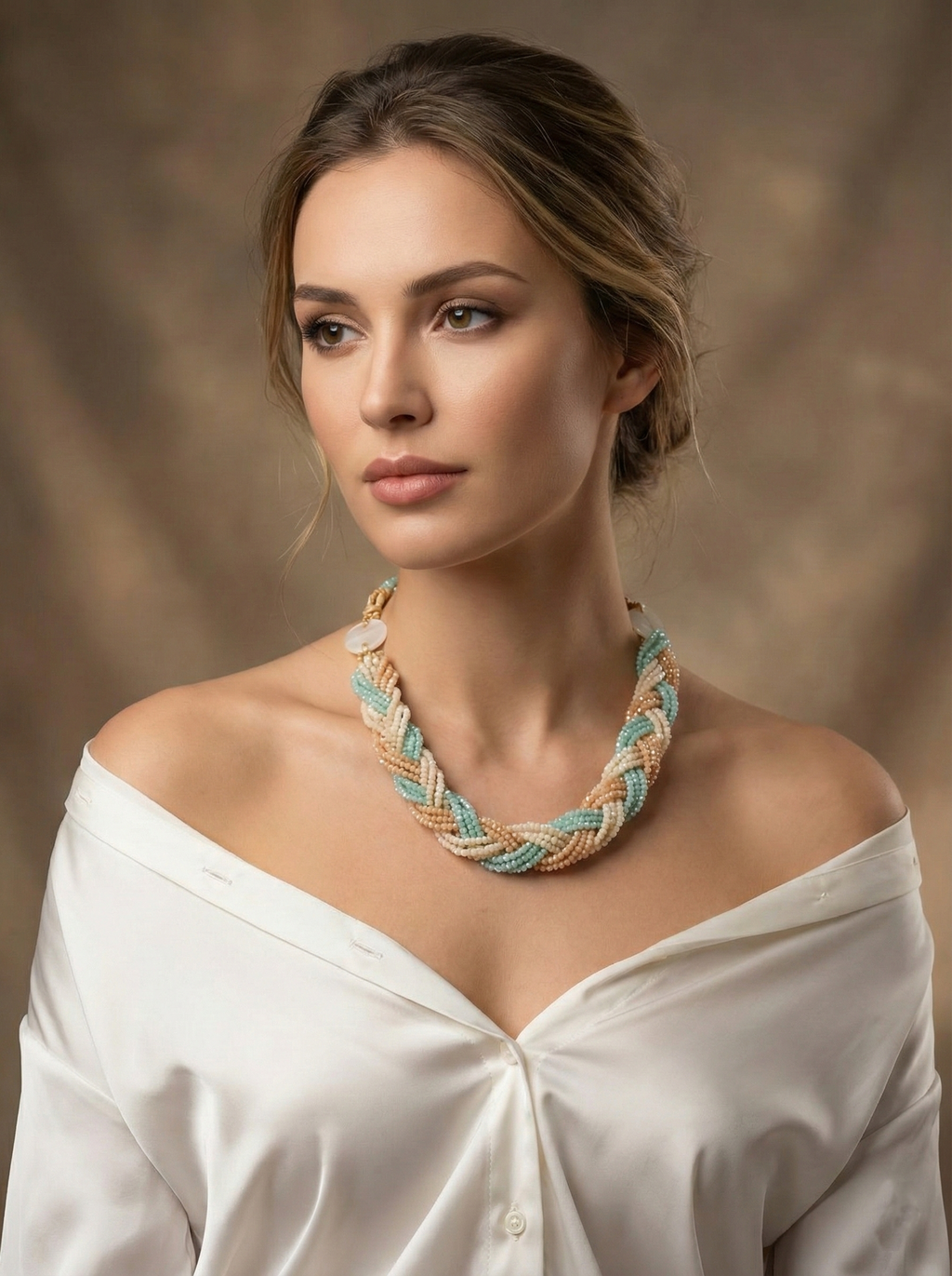 Collana intrecciata con cristalli e cristalli Swarovski.