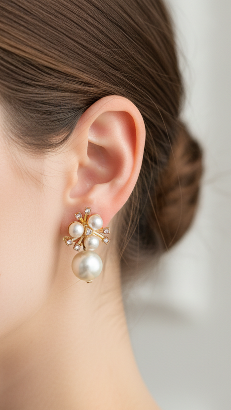 Boucles d'oreilles classiques en perles blanches