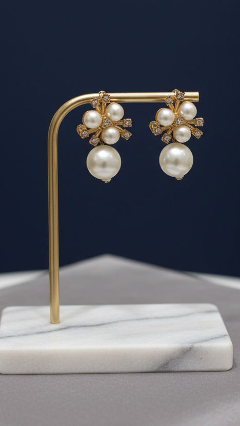 Boucles d'oreilles classiques en perles blanches