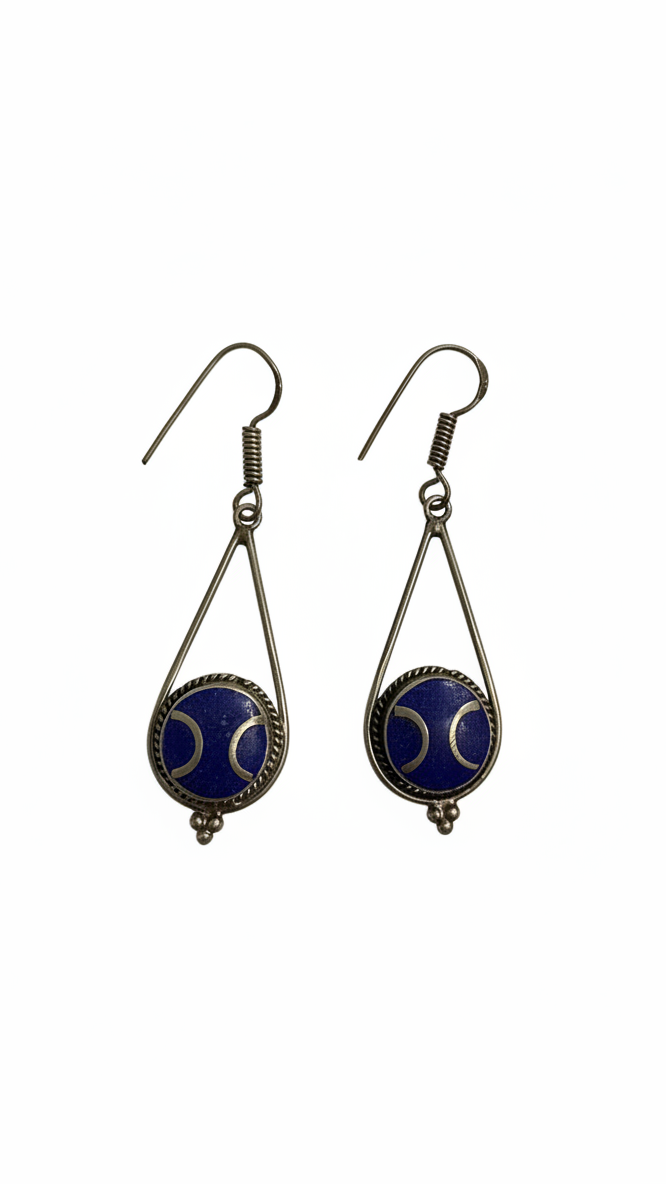 Boucles d'oreilles avec accents en métal bleu argenté