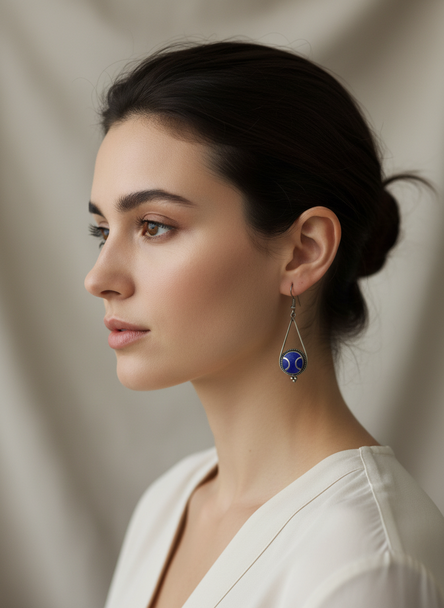 Boucles d'oreilles avec accents en métal bleu argenté