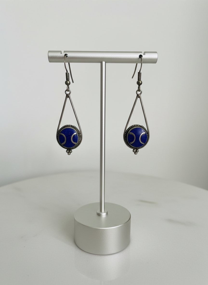 Boucles d'oreilles avec accents en métal bleu argenté