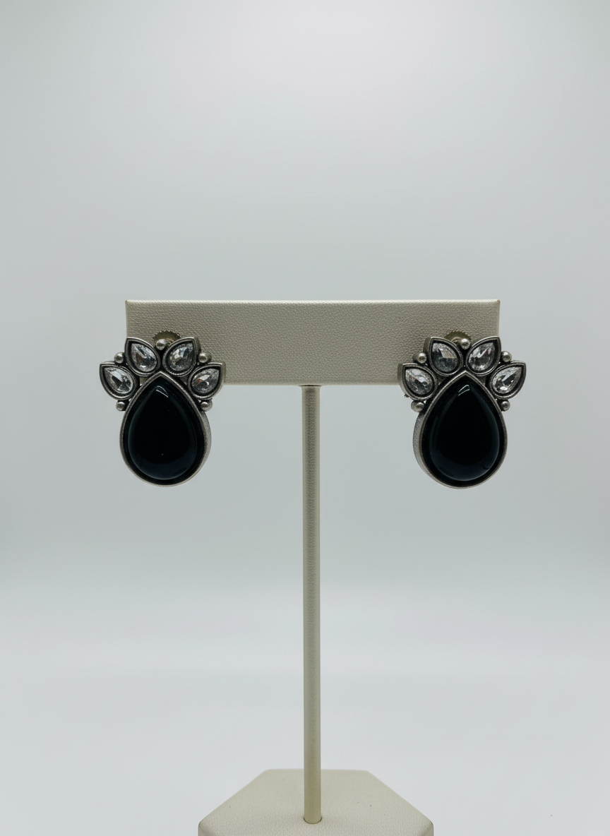 Boucles d'oreilles Monalisa style pierre noire