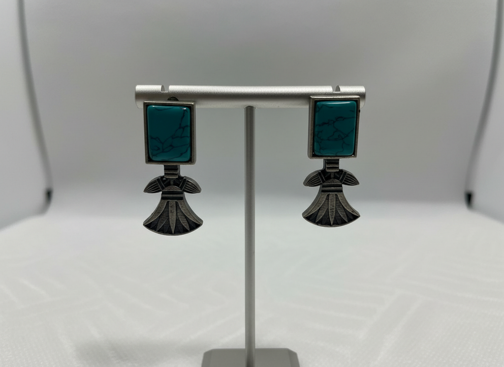 boucle d'oreille pendante turquoise