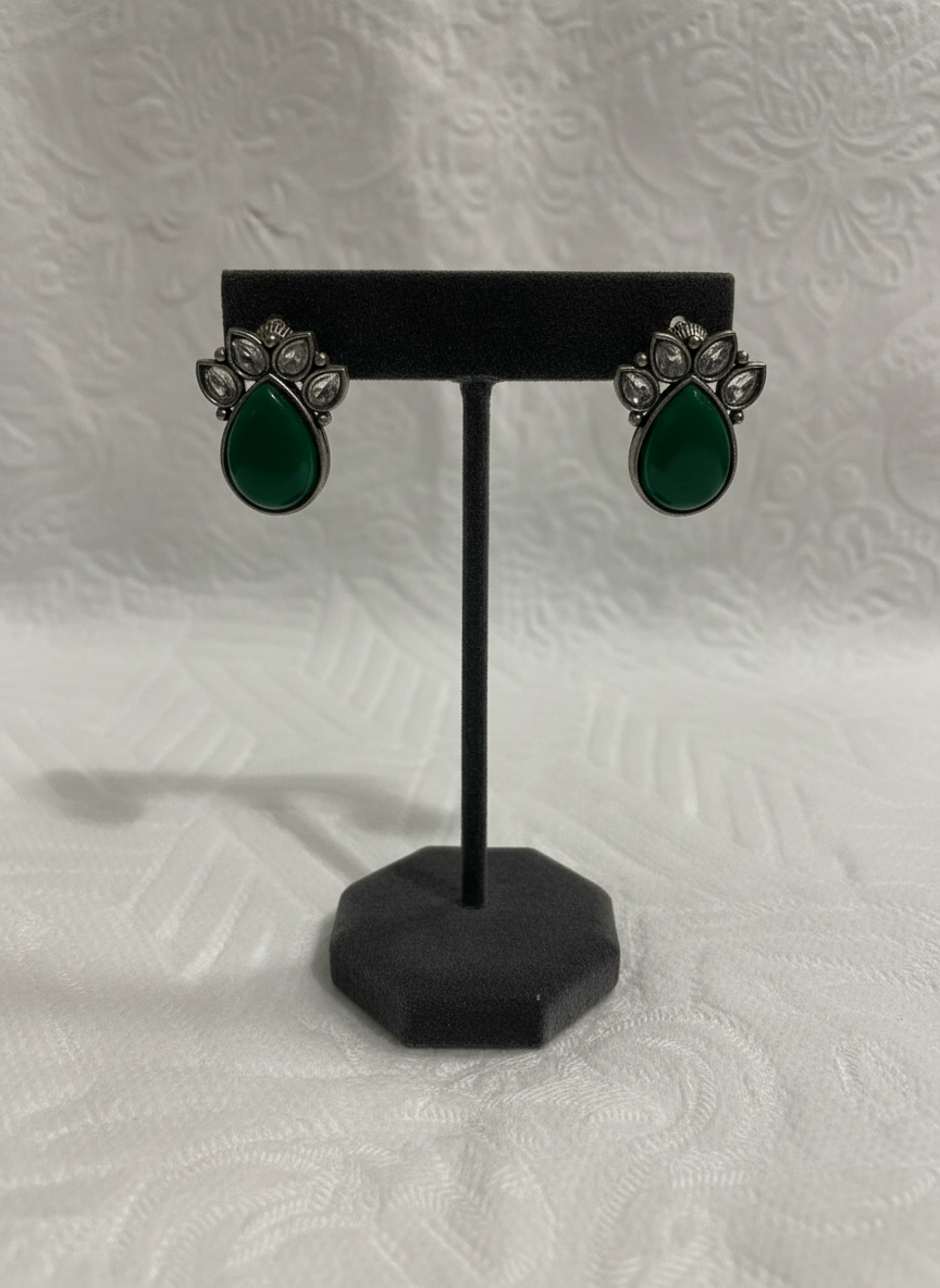 Boucles d'oreilles Monalisa style pierre verte