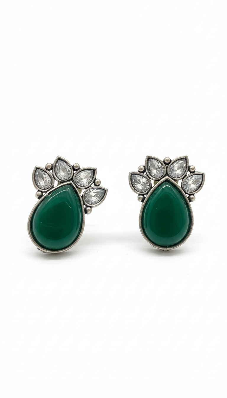 Boucles d'oreilles Monalisa style pierre verte