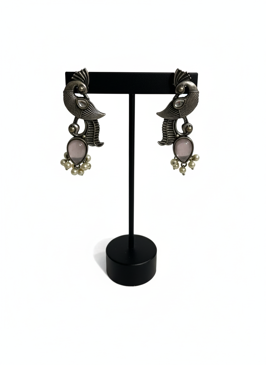 Boucles d'oreilles Monalisa en pierre Paon et or rose